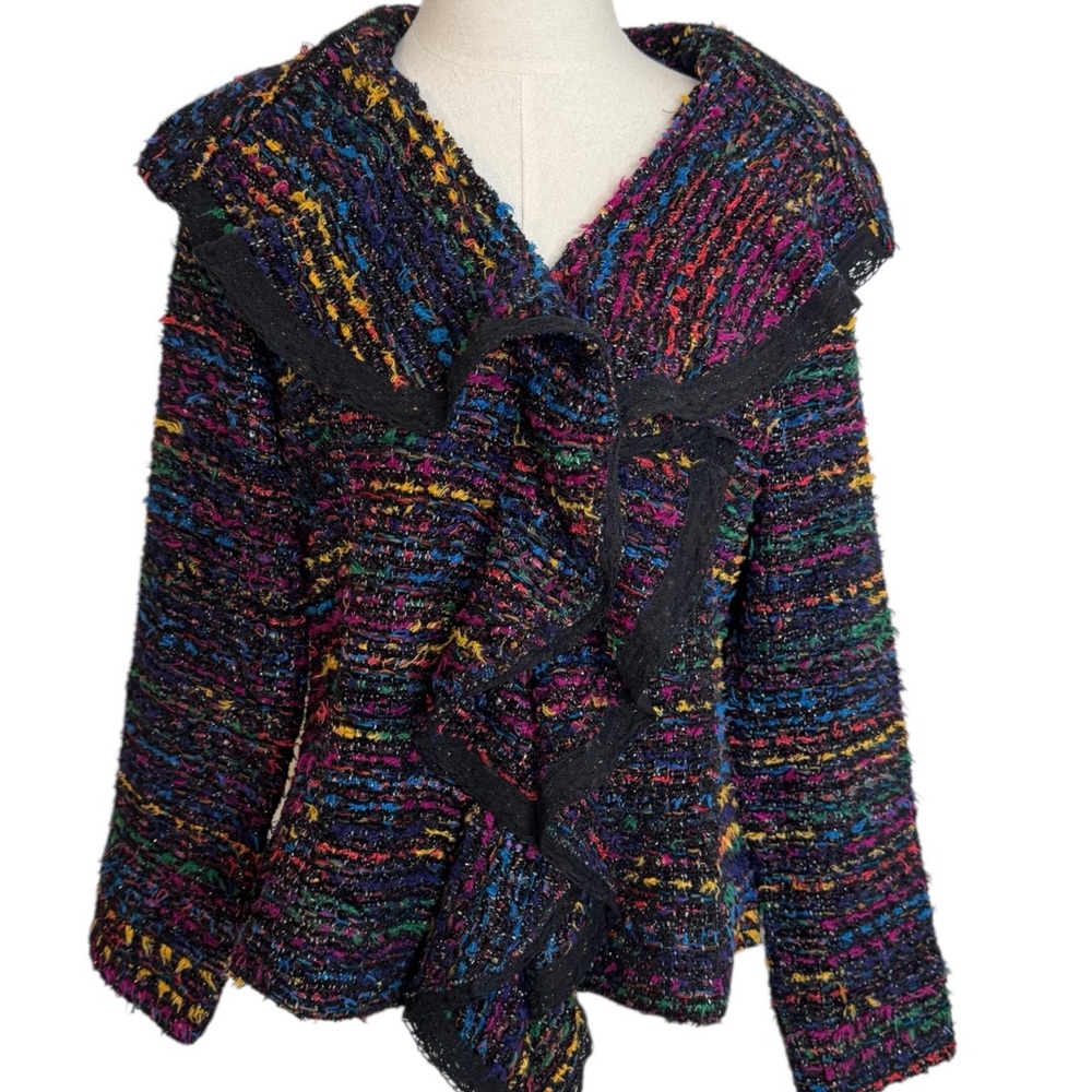 berek Harmony Multicolor Jacket Ruffle Front Size Large